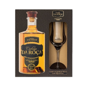 CACHACA DA ROCA EXTRA PREMIUM 750ML KIT COM TACA