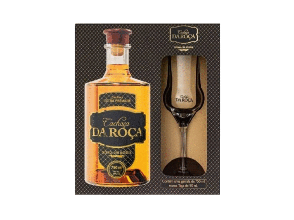 CACHACA DA ROCA EXTRA PREMIUM 750ML KIT COM TACA
